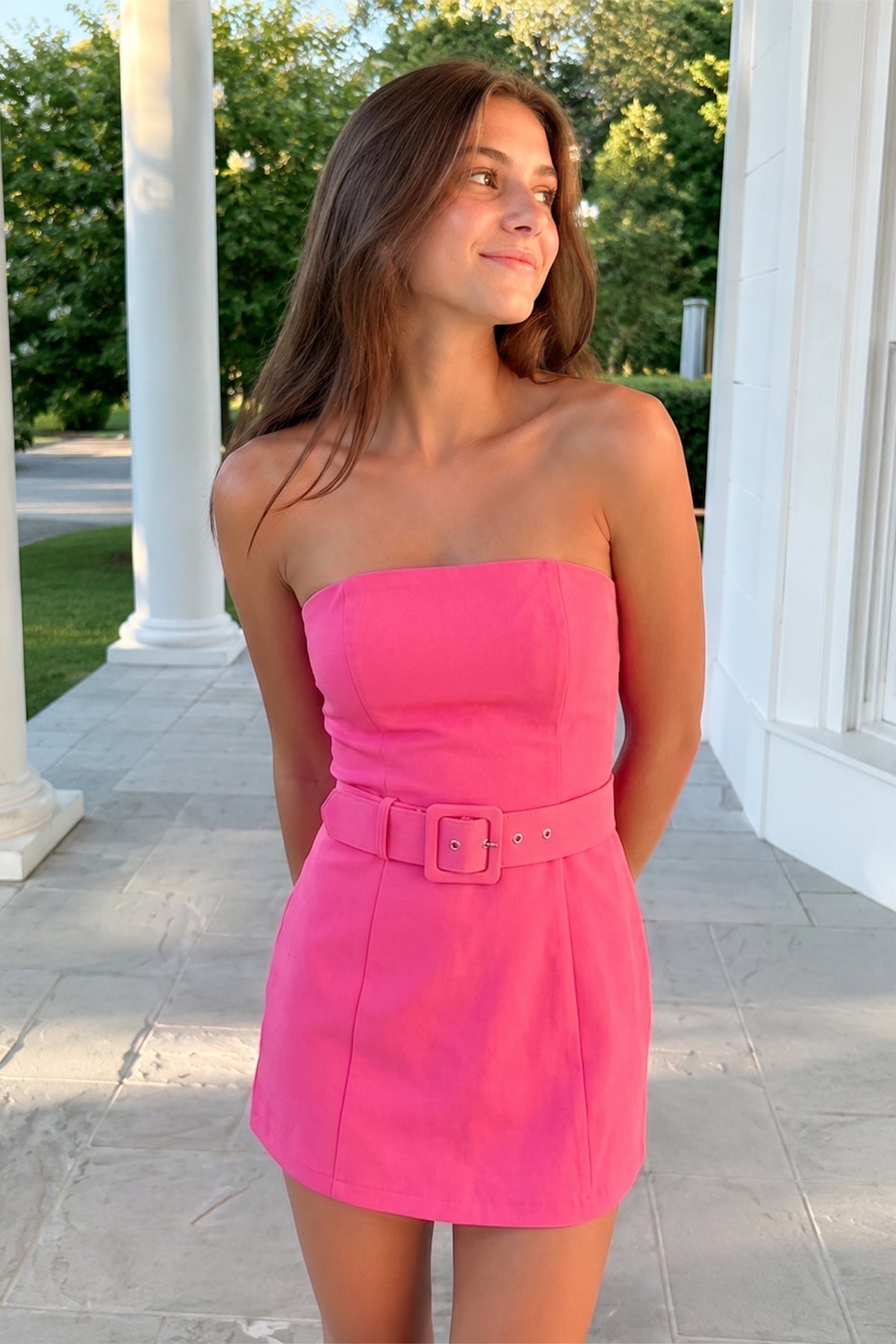 Aqua Strapless Sheath Satin Homecoming Dress with Belt