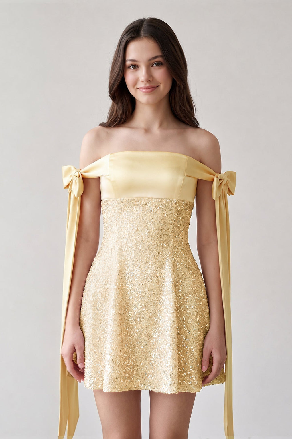 Pink Off-the-Shoulder A-Line Satin Homecoming Dress with Sequins