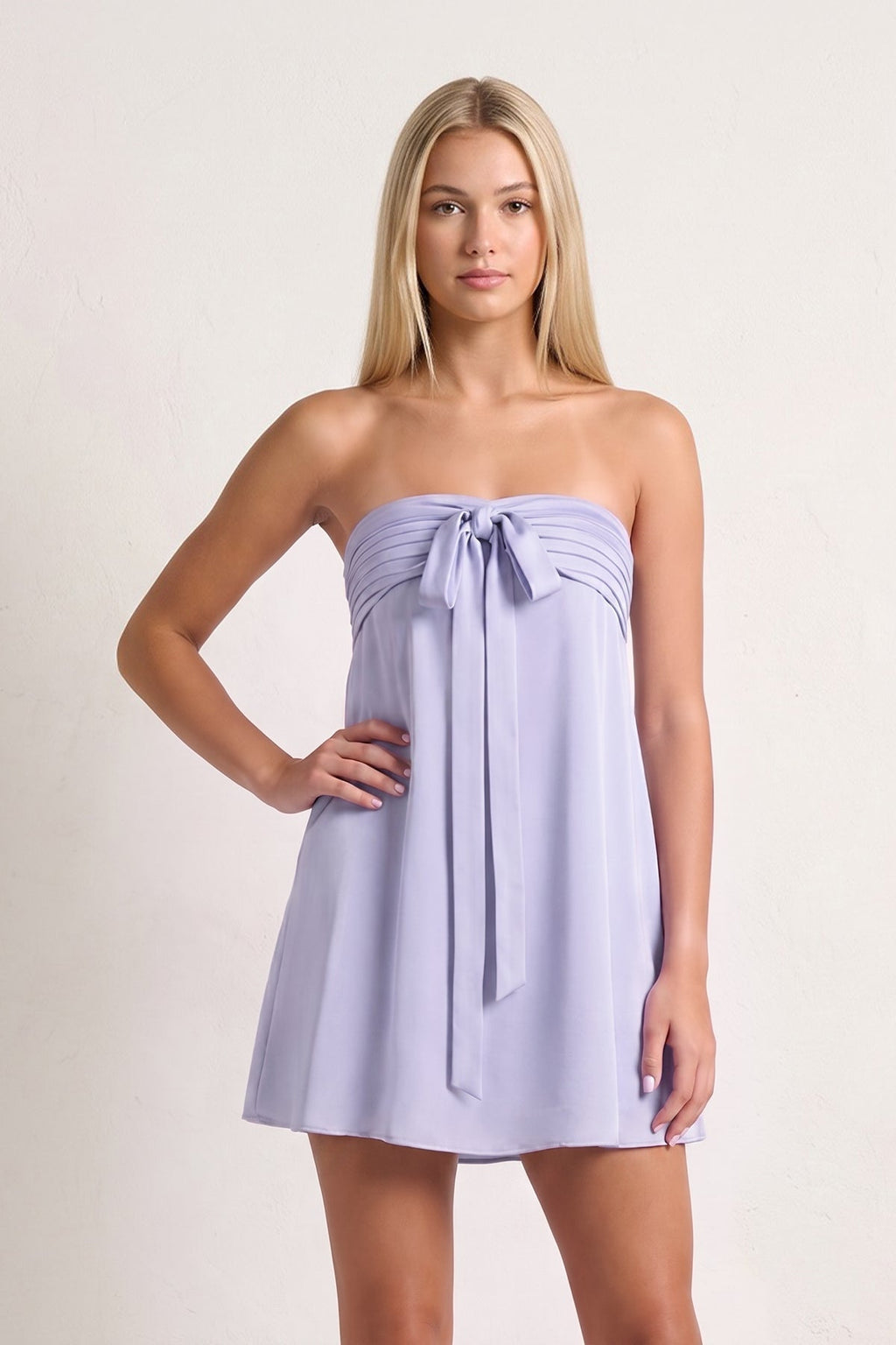 Sky Blue Strapless A-Line Satin Homecoming Dress with Ribbon